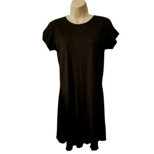 E) Black Short Sleeve Casual A-Line Dress Size Large Made in USA